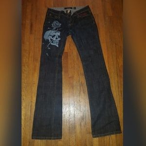 Ed Hardy Christian Audigier Skull Rose Jeans sz 26